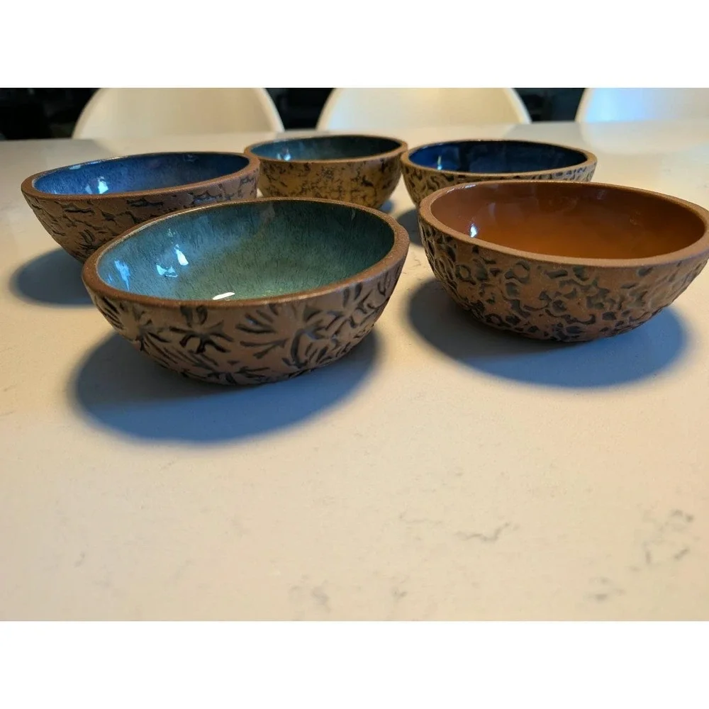 5 Vintage Mineral Spring Studios KB Smith Art Pottery Bowls Signed Vernon AZ USA